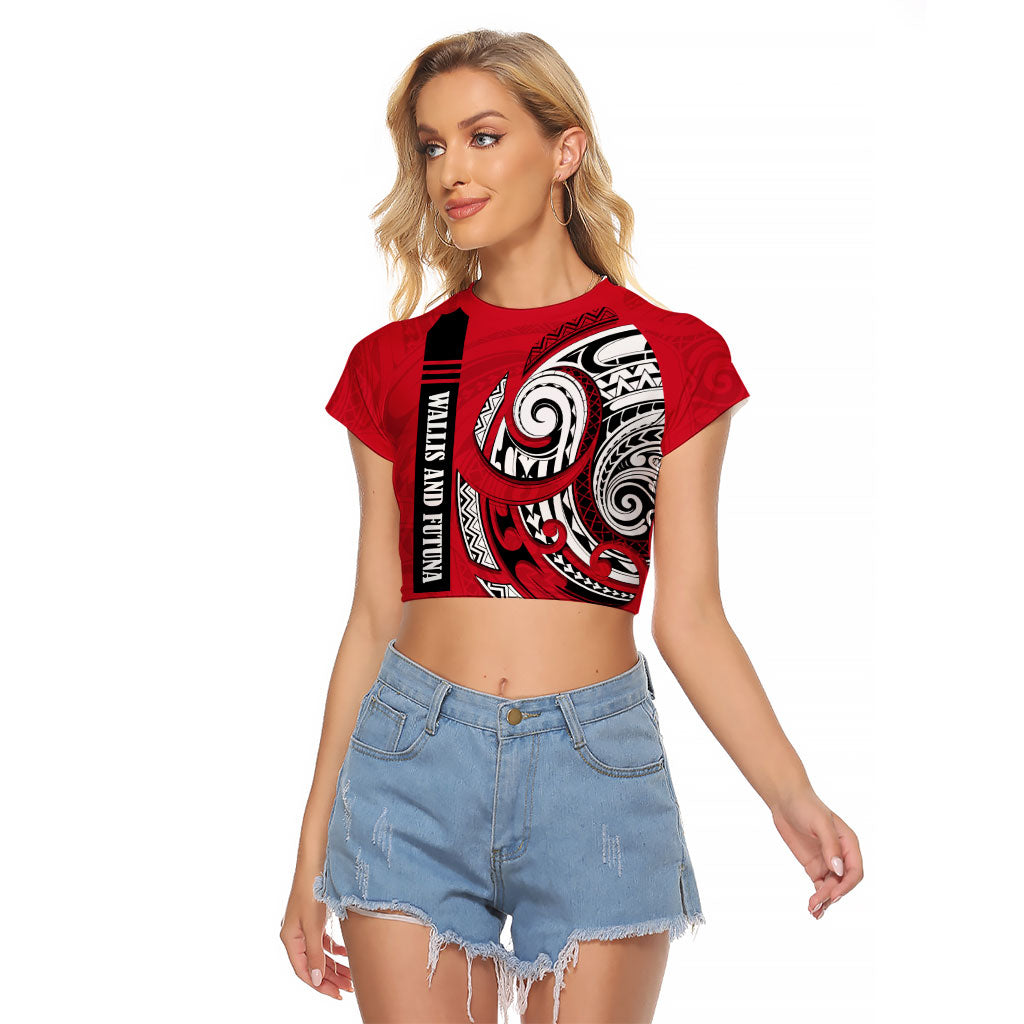 Wallis And Futuna Raglan Cropped T Shirt Tribal Polynesian Tattoo Flag Motif