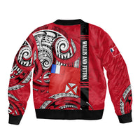 Wallis And Futuna Sleeve Zip Bomber Jacket Tribal Polynesian Tattoo Flag Motif