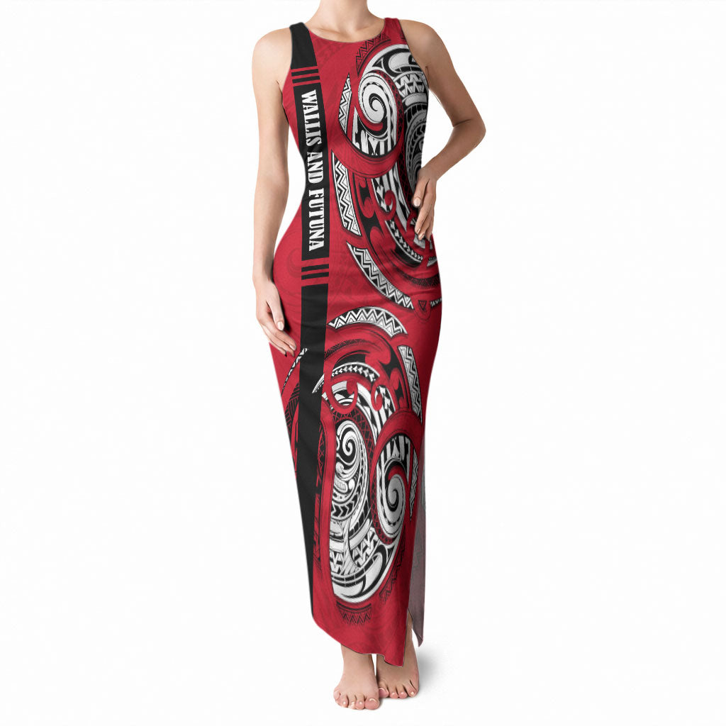 Wallis And Futuna Tank Maxi Dress Tribal Polynesian Tattoo Flag Motif