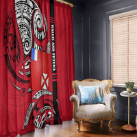 Wallis And Futuna Window Curtain Tribal Polynesian Tattoo Flag Motif