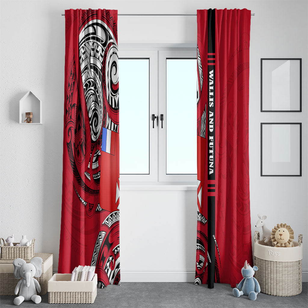 Wallis And Futuna Window Curtain Tribal Polynesian Tattoo Flag Motif