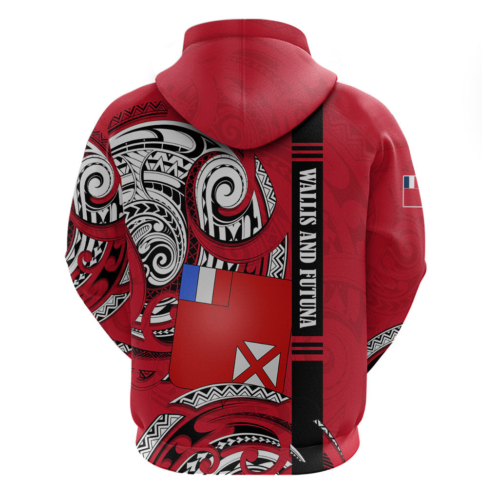 Wallis And Futuna Zip Hoodie Tribal Polynesian Tattoo Flag Motif