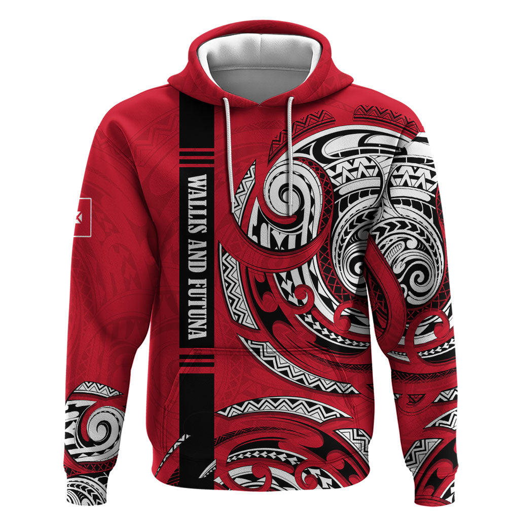 Wallis And Futuna Zip Hoodie Tribal Polynesian Tattoo Flag Motif