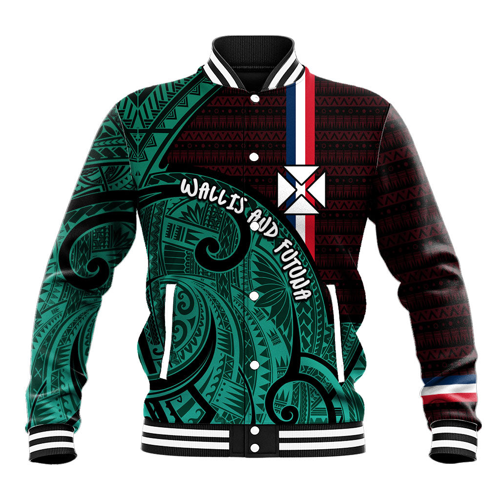 Wallis And Futuna Baseball Jacket Tribal Polynesian Tattoo Heritage Cross Flag