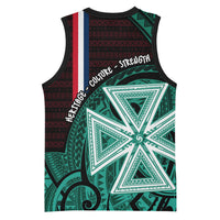 Wallis And Futuna Basketball Jersey Tribal Polynesian Tattoo Heritage Cross Flag