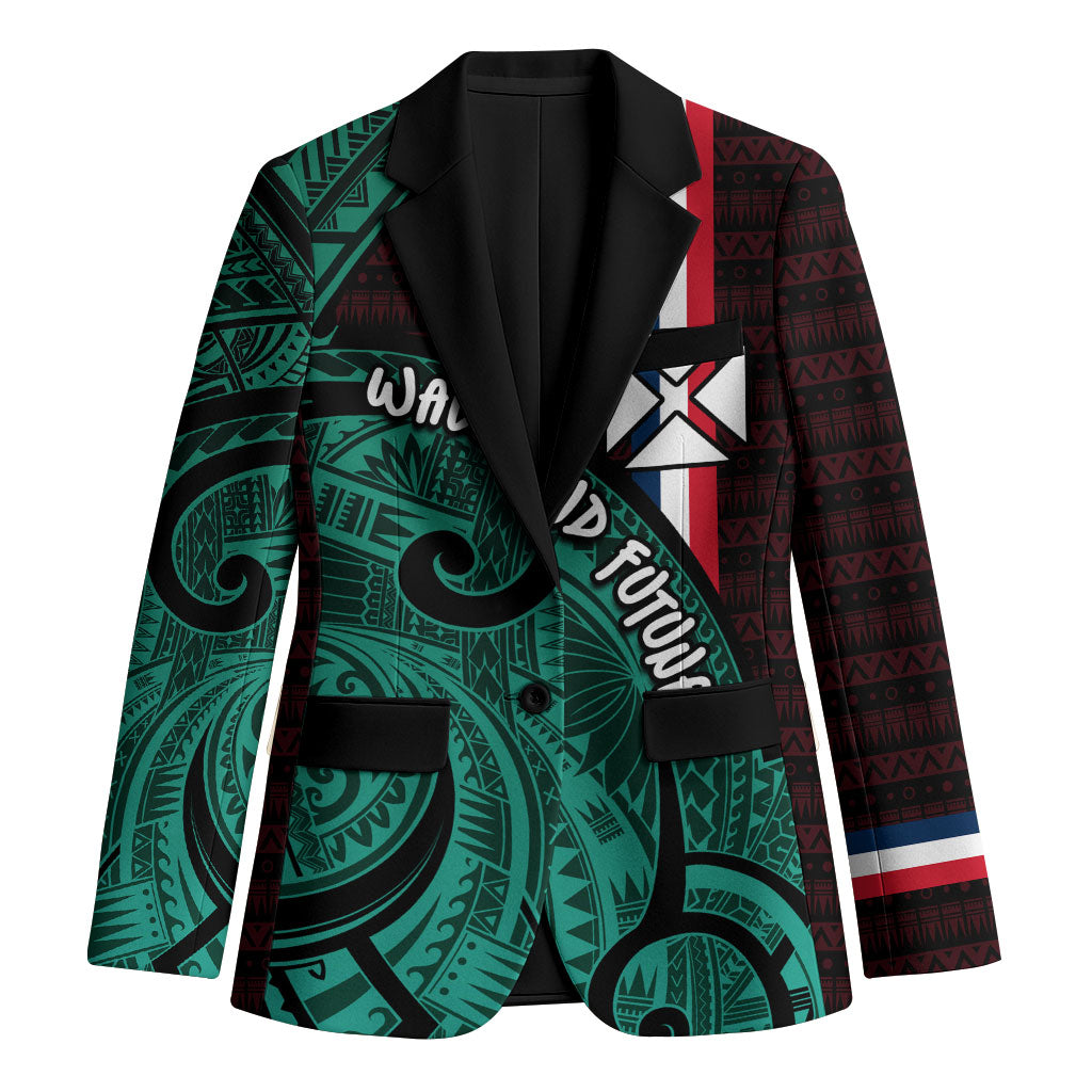 Wallis And Futuna Blazer Tribal Polynesian Tattoo Heritage Cross Flag TS04 Unisex Green Black - Polynesian Pride