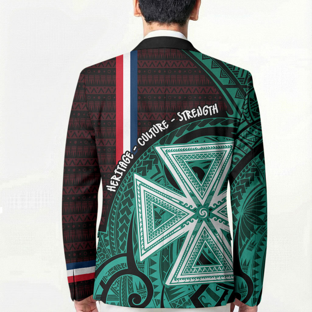 Wallis And Futuna Blazer Tribal Polynesian Tattoo Heritage Cross Flag
