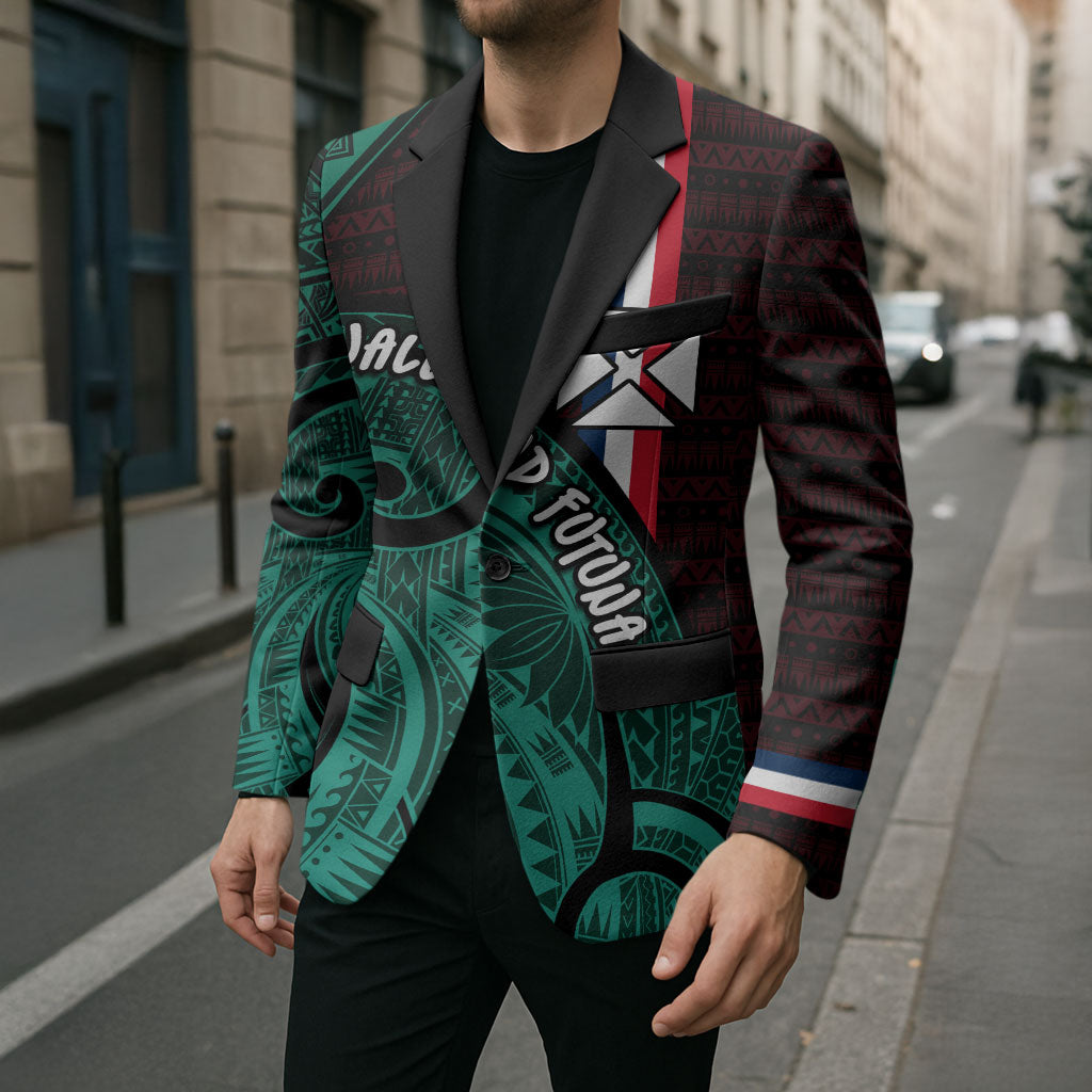 Wallis And Futuna Blazer Tribal Polynesian Tattoo Heritage Cross Flag