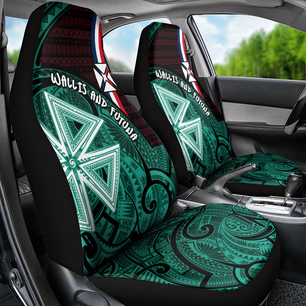 Wallis And Futuna Car Seat Cover Tribal Polynesian Tattoo Heritage Cross Flag