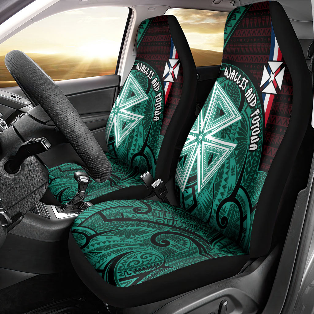 Wallis And Futuna Car Seat Cover Tribal Polynesian Tattoo Heritage Cross Flag