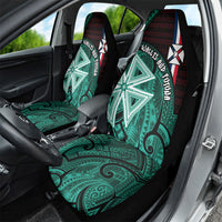 Wallis And Futuna Car Seat Cover Tribal Polynesian Tattoo Heritage Cross Flag