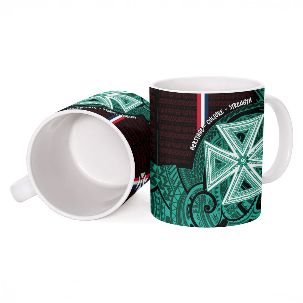 Wallis And Futuna Ceramic Mug Tribal Polynesian Tattoo Heritage Cross Flag