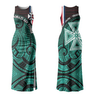 Wallis And Futuna Couples Matching Tank Maxi Dress and Hawaiian Shirt Tribal Polynesian Tattoo Heritage Cross Flag