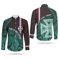 Wallis And Futuna Couples Matching Tank Maxi Dress and Long Sleeve Button Shirt Tribal Polynesian Tattoo Heritage Cross Flag