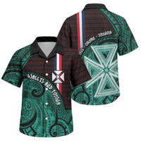 Wallis And Futuna Family Matching Long Sleeve Bodycon Dress and Hawaiian Shirt Tribal Polynesian Tattoo Heritage Cross Flag