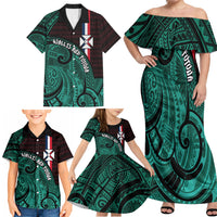 Wallis And Futuna Family Matching Off Shoulder Maxi Dress and Hawaiian Shirt Tribal Polynesian Tattoo Heritage Cross Flag