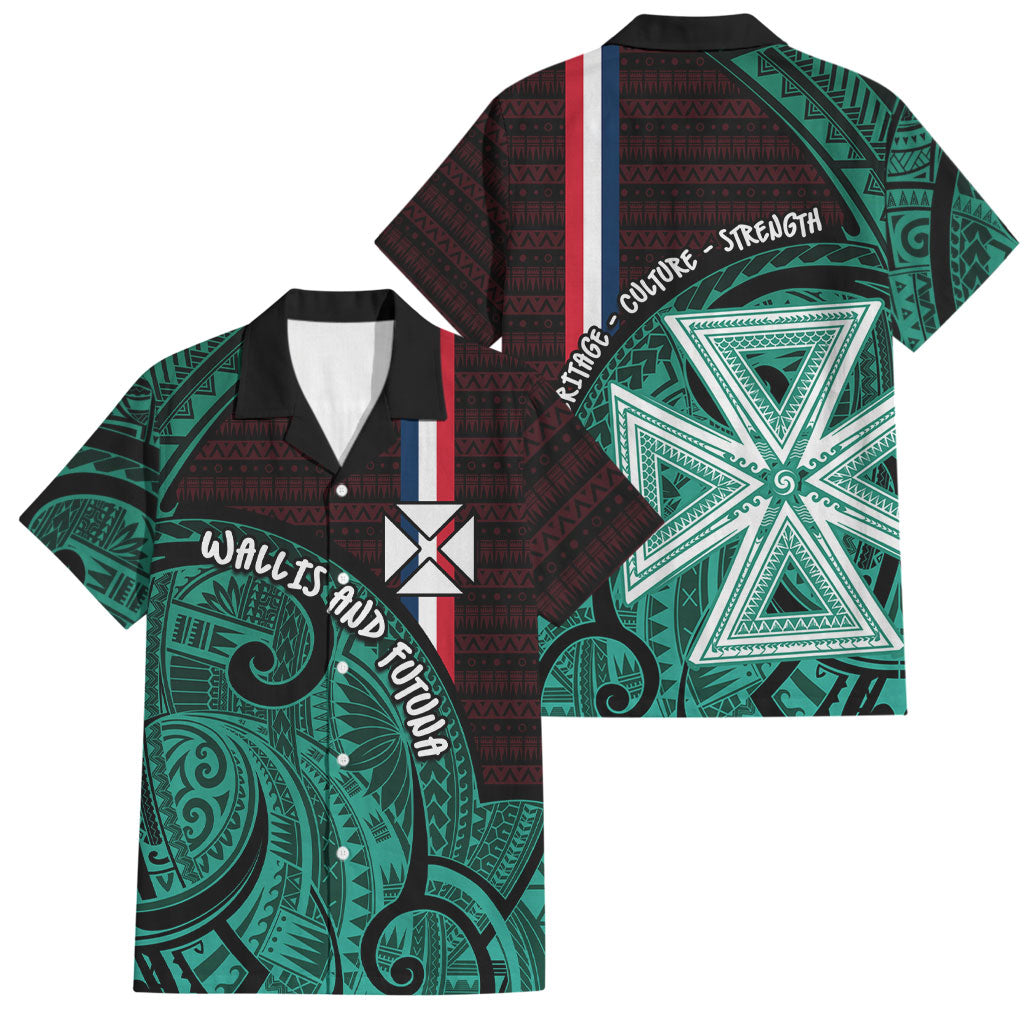 Wallis And Futuna Family Matching Off Shoulder Maxi Dress and Hawaiian Shirt Tribal Polynesian Tattoo Heritage Cross Flag