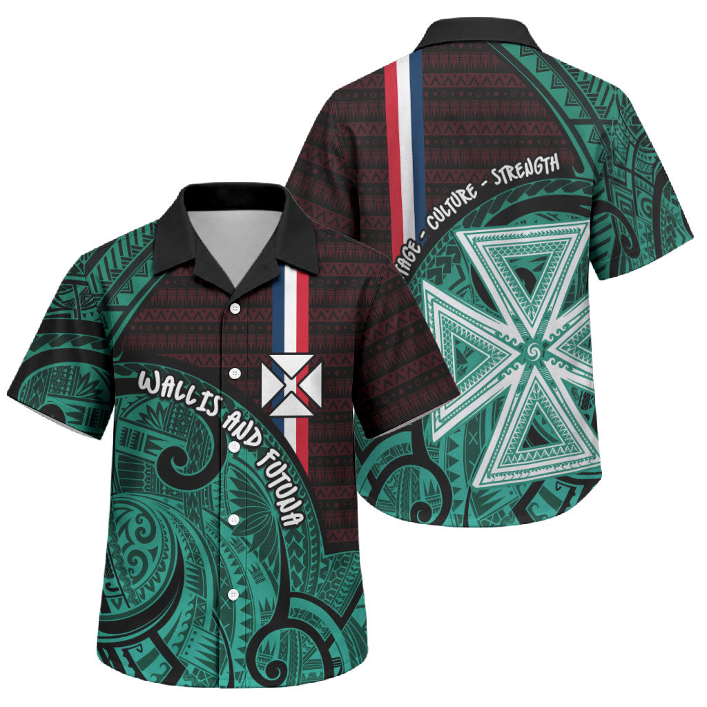 Wallis And Futuna Family Matching Off Shoulder Short Dress and Hawaiian Shirt Tribal Polynesian Tattoo Heritage Cross Flag