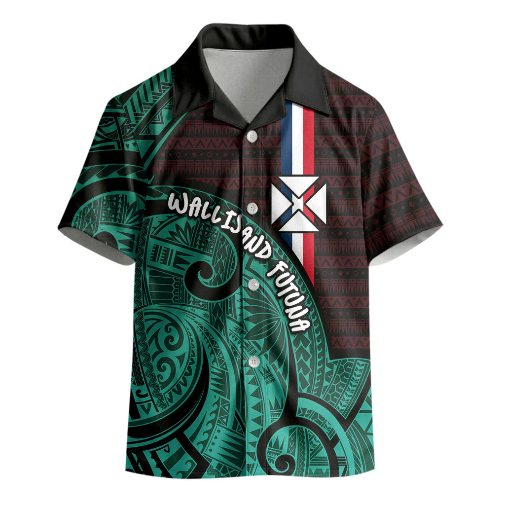 Wallis And Futuna Kid Hawaiian Shirt Tribal Polynesian Tattoo Heritage Cross Flag