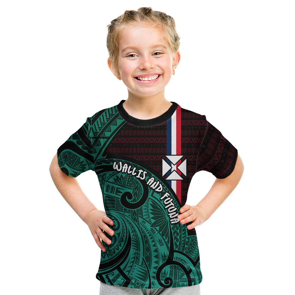 Wallis And Futuna Kid T Shirt Tribal Polynesian Tattoo Heritage Cross Flag