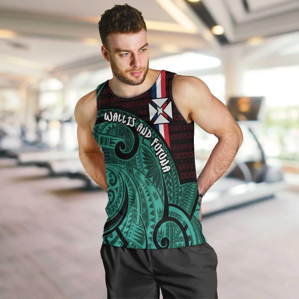 Wallis And Futuna Men Tank Top Tribal Polynesian Tattoo Heritage Cross Flag TS04 Green Black - Polynesian Pride