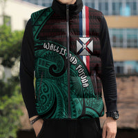 Wallis And Futuna Sleeveless Puffer Jacket Tribal Polynesian Tattoo Heritage Cross Flag