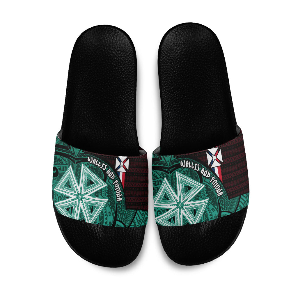Wallis And Futuna Slide Sandals Tribal Polynesian Tattoo Heritage Cross Flag