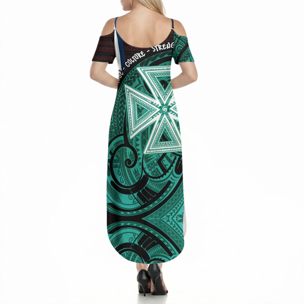 Wallis And Futuna Summer Maxi Dress Tribal Polynesian Tattoo Heritage Cross Flag