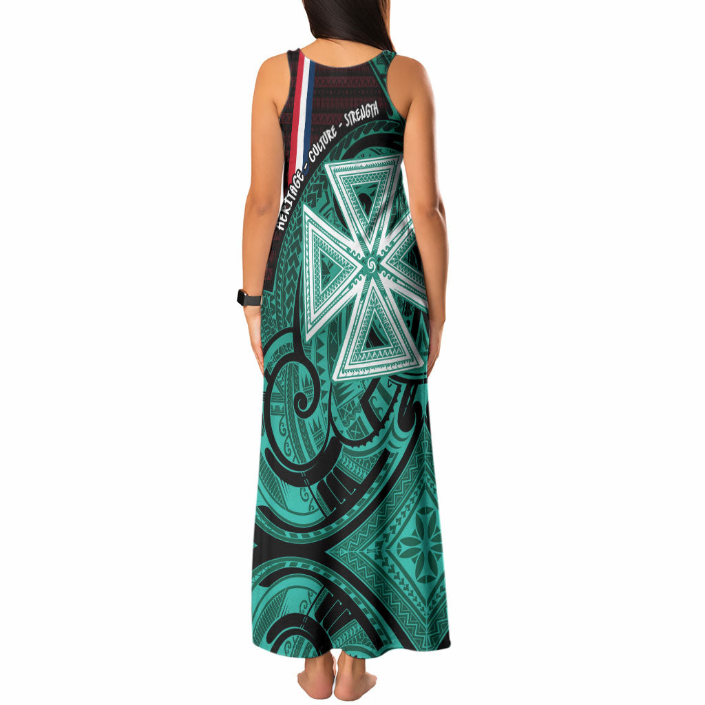 Wallis And Futuna Tank Maxi Dress Tribal Polynesian Tattoo Heritage Cross Flag