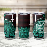 Wallis And Futuna Tumbler Cup Tribal Polynesian Tattoo Heritage Cross Flag