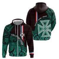 Wallis And Futuna Zip Hoodie Tribal Polynesian Tattoo Heritage Cross Flag