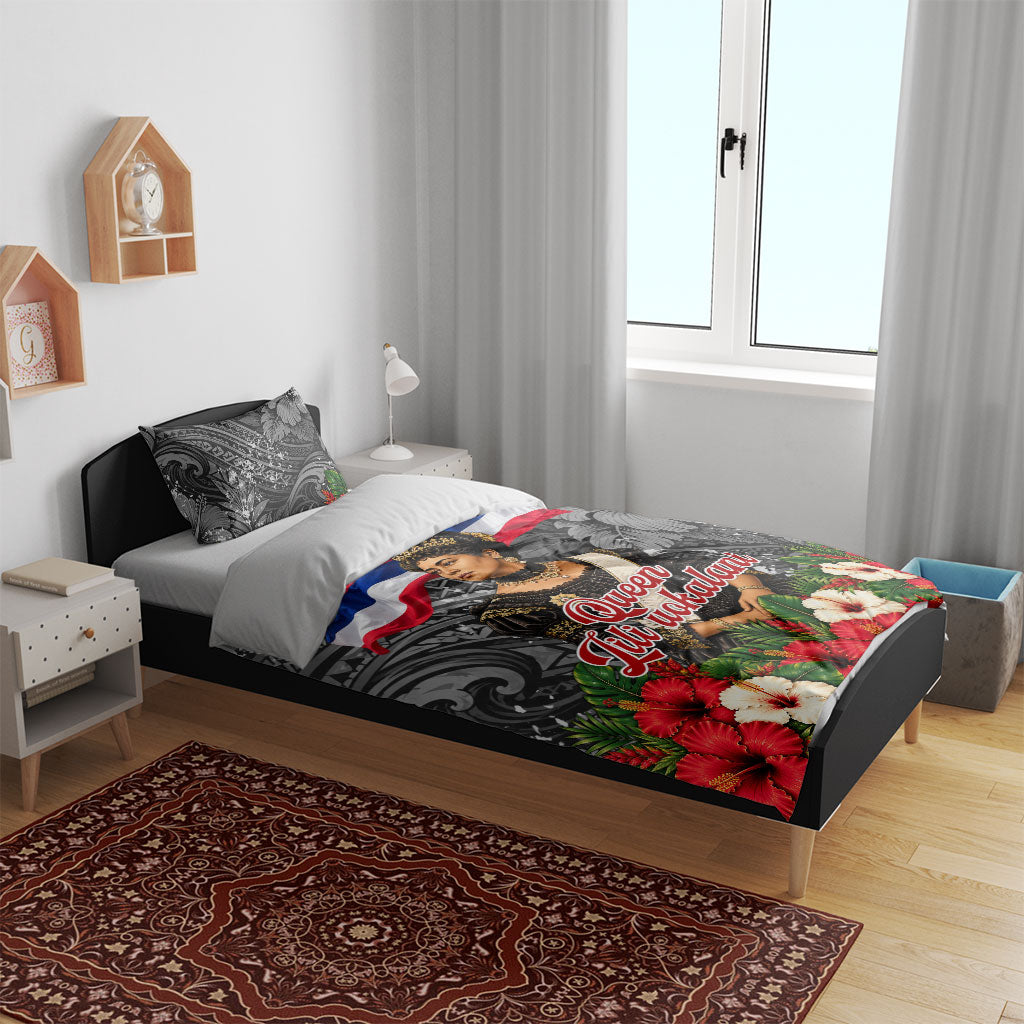 Queen Liliuokalani Hawaiian Flag Bedding Set Polynesian Tribal Pattern And Tropical Hibiscus TS04 - Polynesian Pride