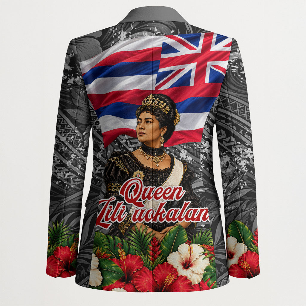 Queen Liliuokalani Hawaiian Flag Blazer Polynesian Tribal Pattern And Tropical Hibiscus TS04 - Polynesian Pride