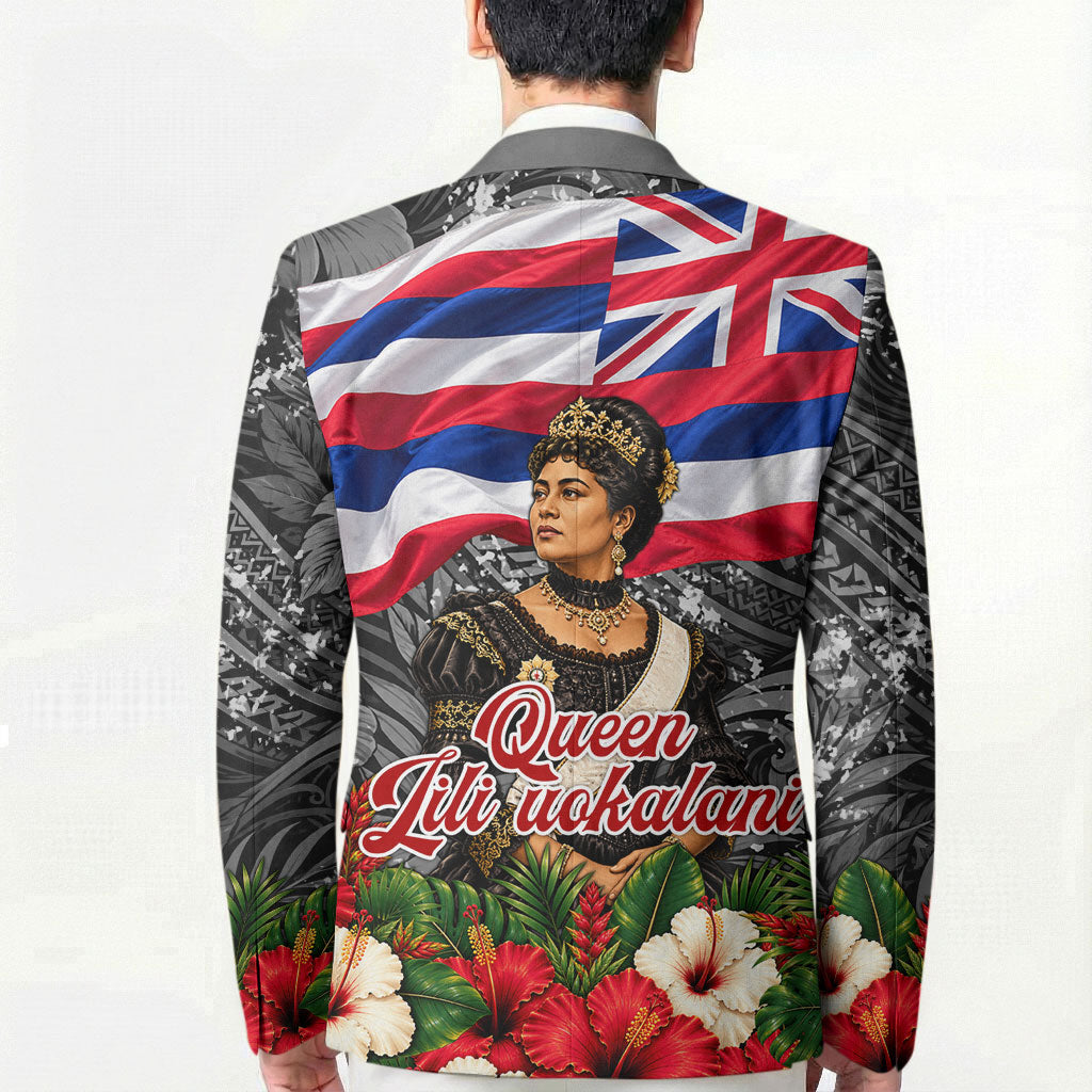 Queen Liliuokalani Hawaiian Flag Blazer Polynesian Tribal Pattern And Tropical Hibiscus TS04 - Polynesian Pride