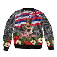 Queen Liliuokalani Hawaiian Flag Bomber Jacket Polynesian Tribal Pattern And Tropical Hibiscus TS04 - Polynesian Pride
