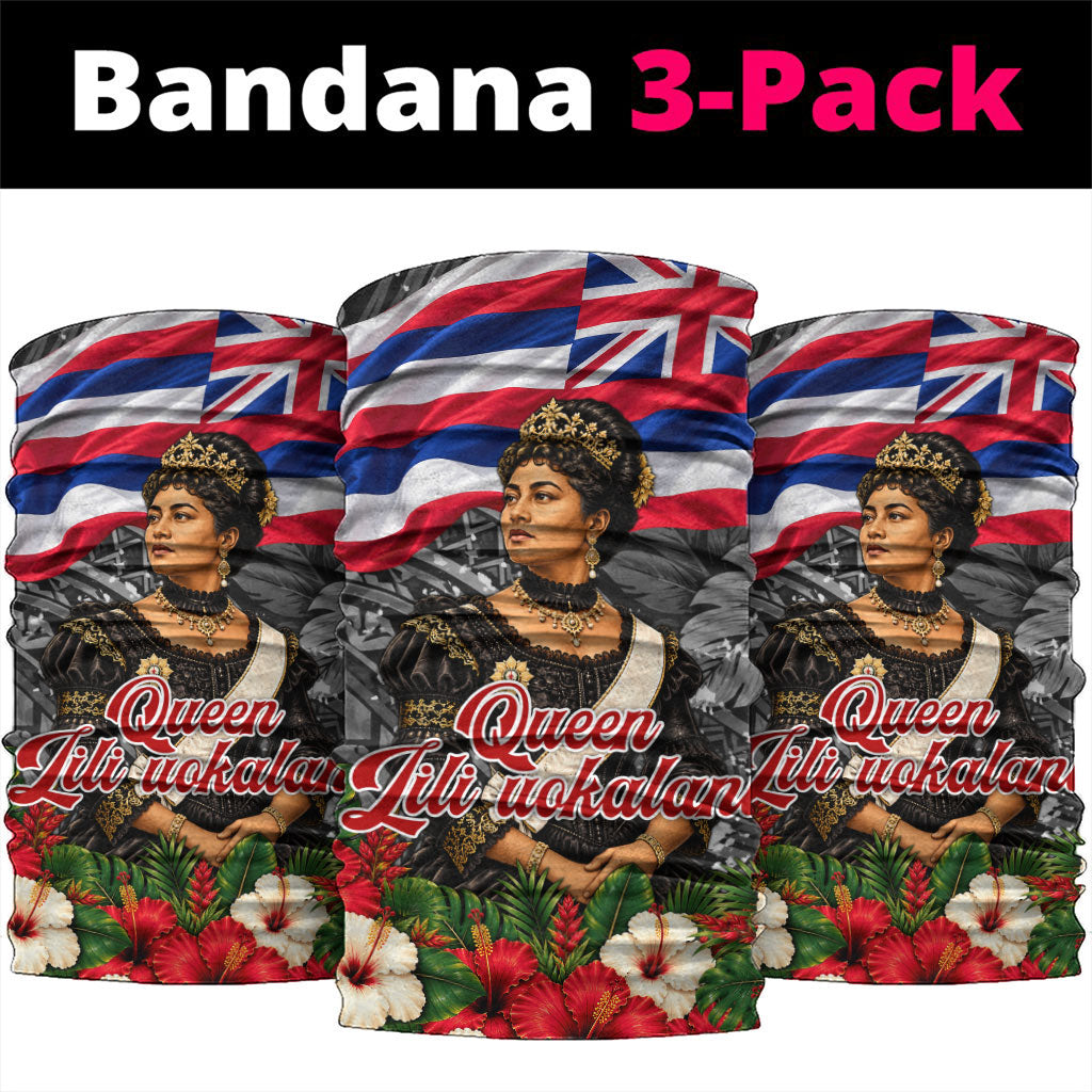 Queen Liliuokalani Hawaiian Flag Neck Gaiter Polynesian Tribal Pattern And Tropical Hibiscus TS04 package One Size: 25*50cm Grey Red - Polynesian Pride