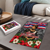 Queen Liliuokalani Hawaiian Flag Puzzle Polynesian Tribal Pattern And Tropical Hibiscus TS04 - Polynesian Pride