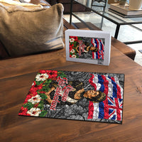 Queen Liliuokalani Hawaiian Flag Puzzle Polynesian Tribal Pattern And Tropical Hibiscus TS04 - Polynesian Pride