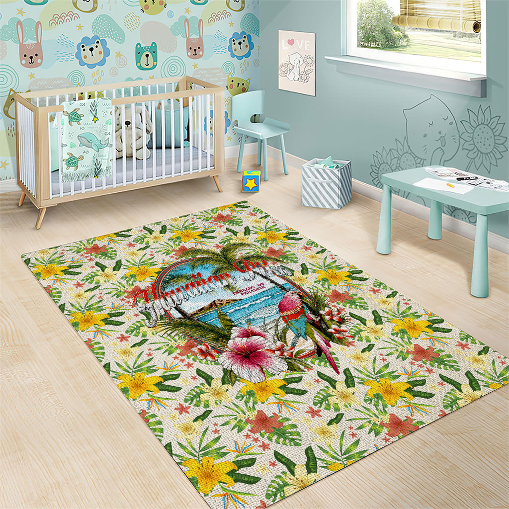 Hawaiian Piko Threads Of Paradise Aloha Area Rug Tropical Hibiscus Plumeria