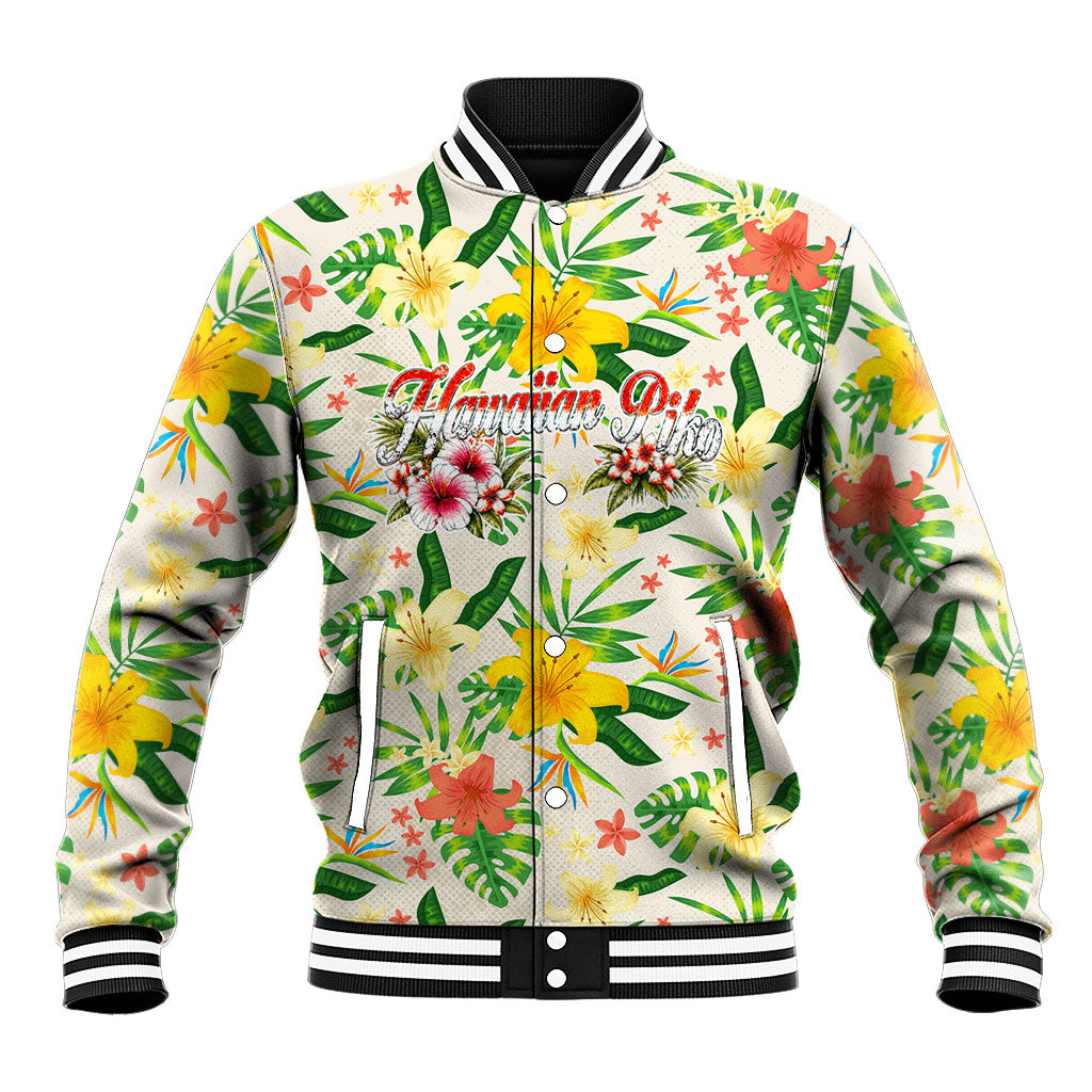 Hawaiian Piko Threads Of Paradise Aloha Baseball Jacket Tropical Hibiscus Plumeria