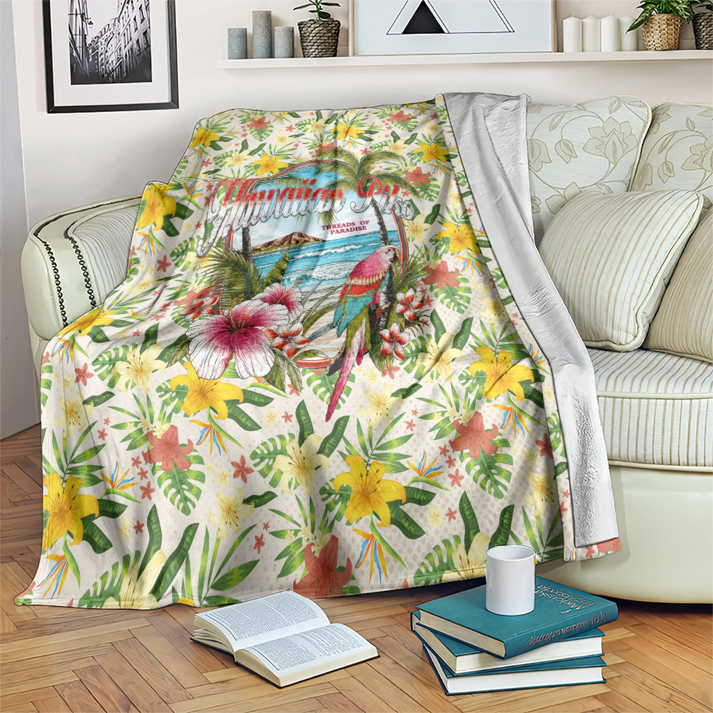 Hawaiian Piko Threads Of Paradise Aloha Blanket Tropical Hibiscus Plumeria
