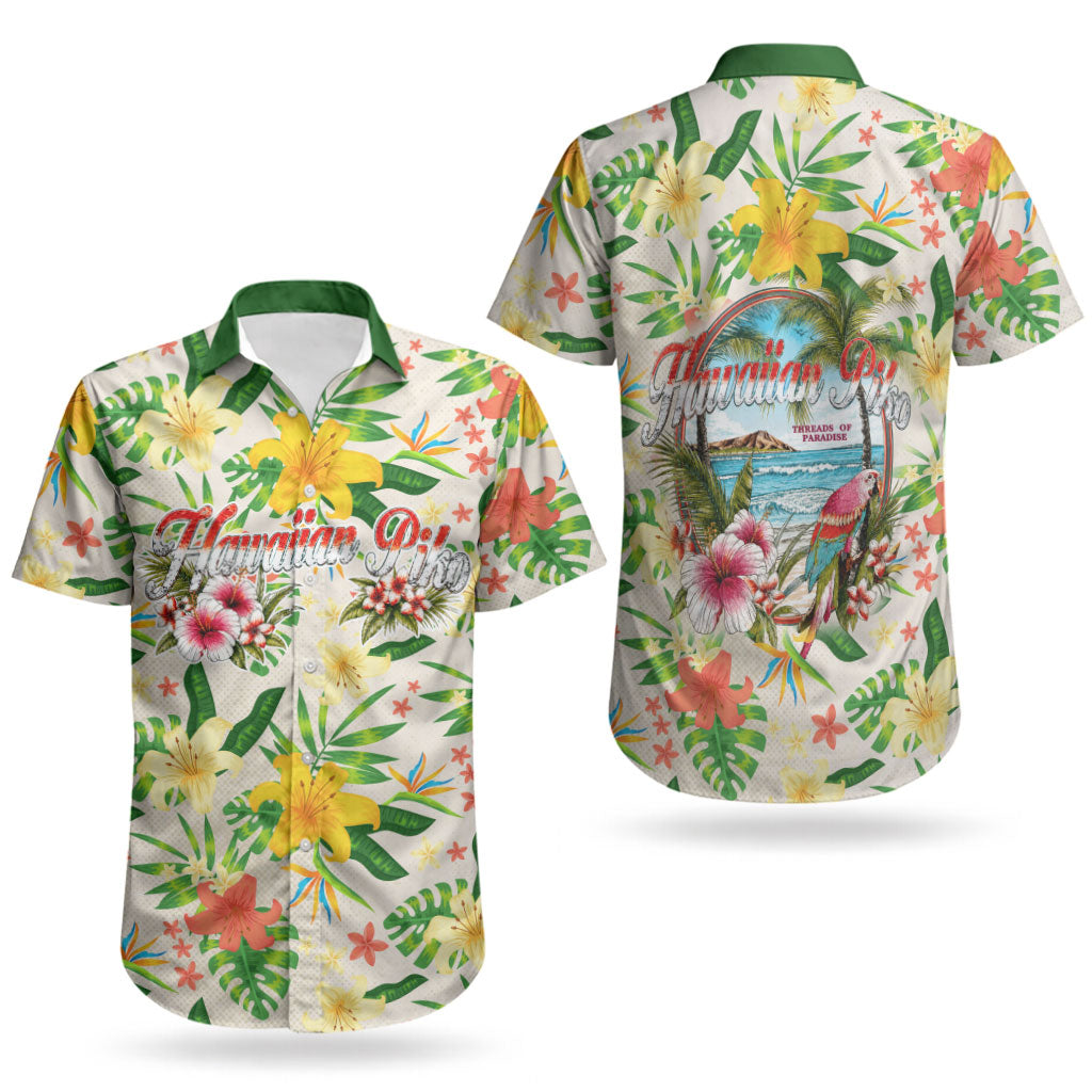 Hawaiian Piko Threads Of Paradise Aloha Couples Matching Off Shoulder Maxi Dress and Hawaiian Shirt Tropical Hibiscus Plumeria