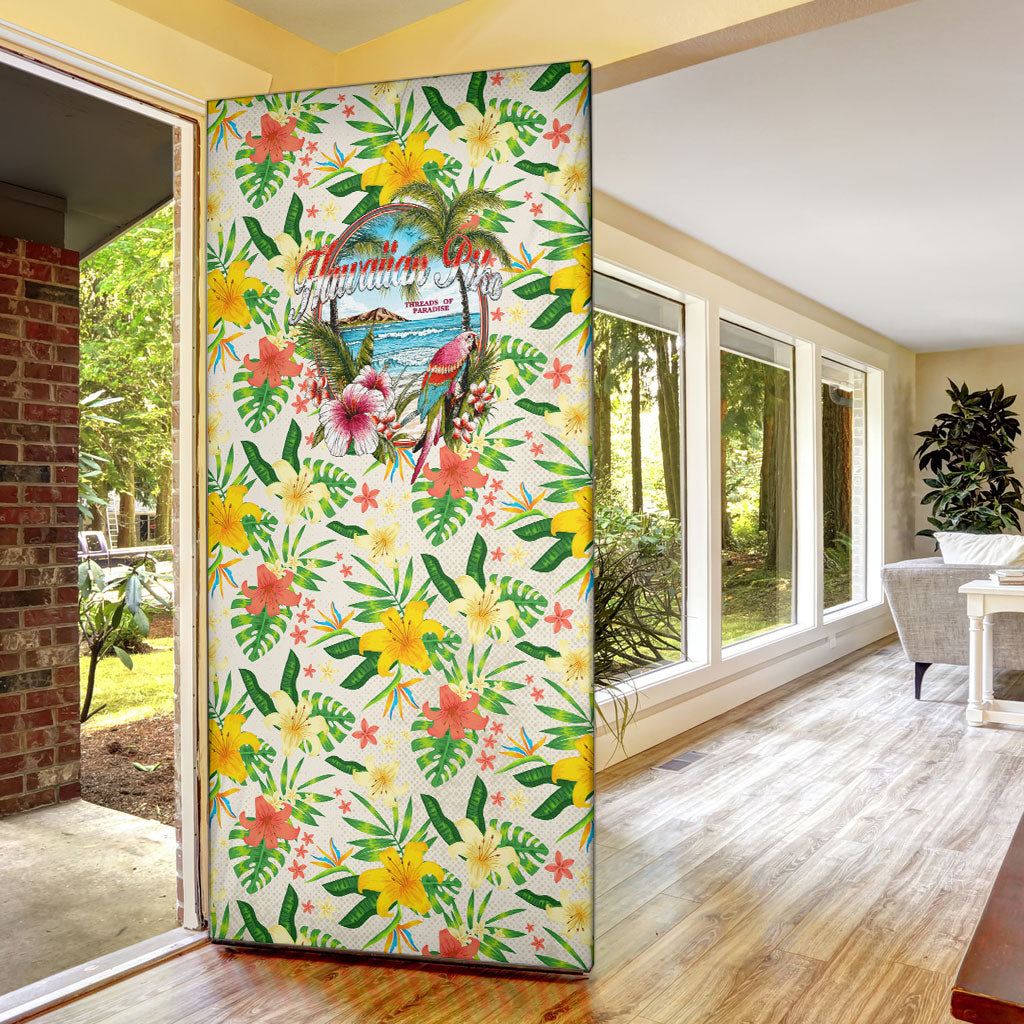 Hawaiian Piko Threads Of Paradise Aloha Door Cover Tropical Hibiscus Plumeria