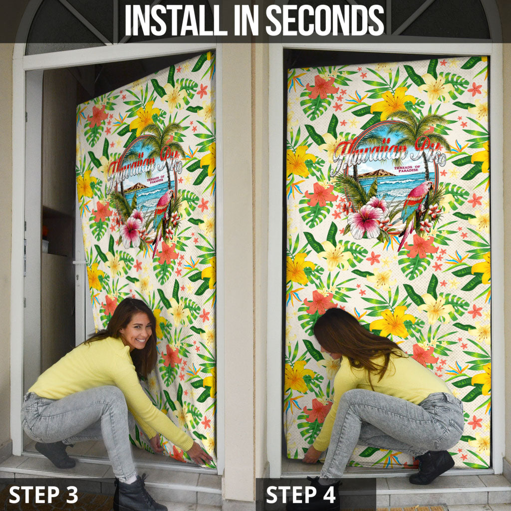 Hawaiian Piko Threads Of Paradise Aloha Door Cover Tropical Hibiscus Plumeria