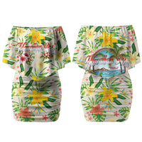 Hawaiian Piko Threads Of Paradise Aloha Family Matching Off Shoulder Short Dress and Hawaiian Shirt Tropical Hibiscus Plumeria