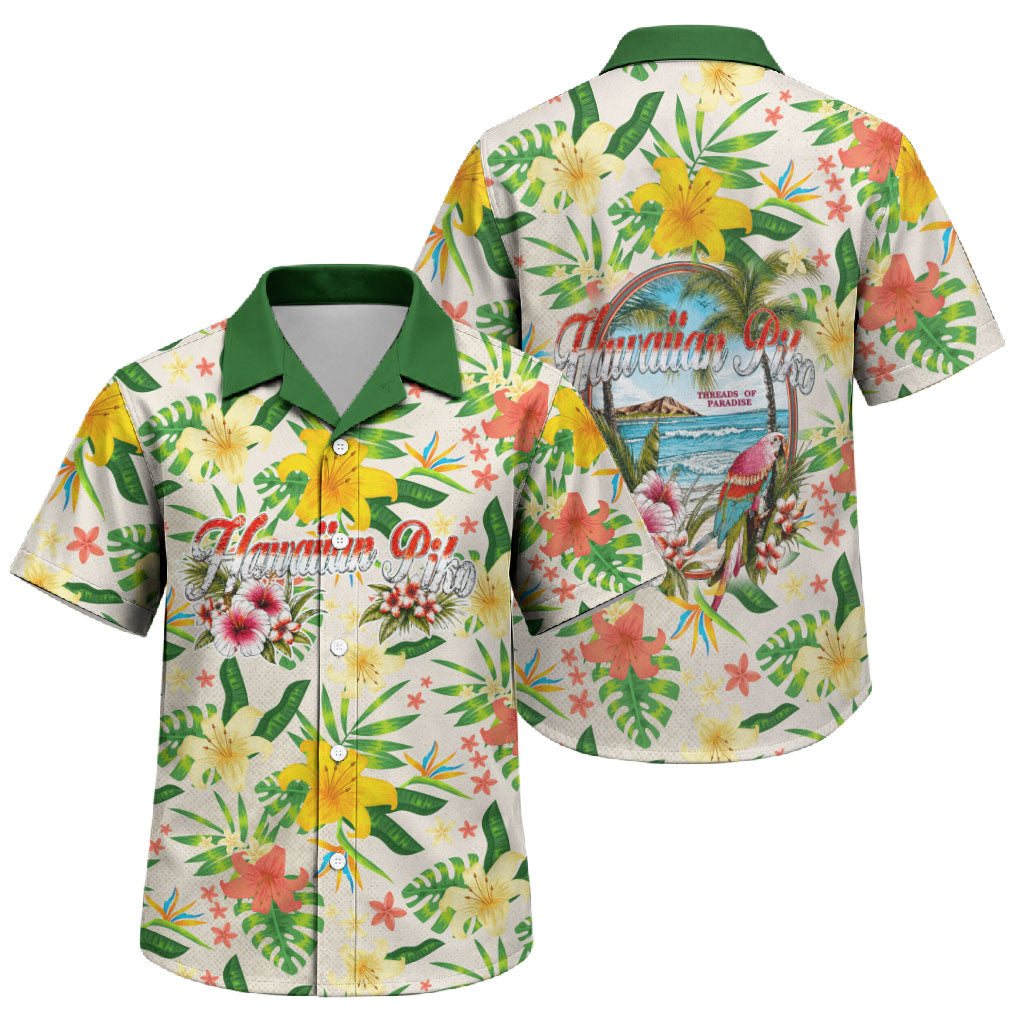 Hawaiian Piko Threads Of Paradise Aloha Family Matching Off Shoulder Short Dress and Hawaiian Shirt Tropical Hibiscus Plumeria