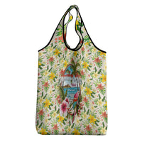 Hawaiian Piko Threads Of Paradise Aloha Grocery Bag Tropical Hibiscus Plumeria
