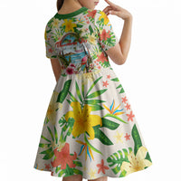 Hawaiian Piko Threads Of Paradise Aloha Kid Short Sleeve Dress Tropical Hibiscus Plumeria