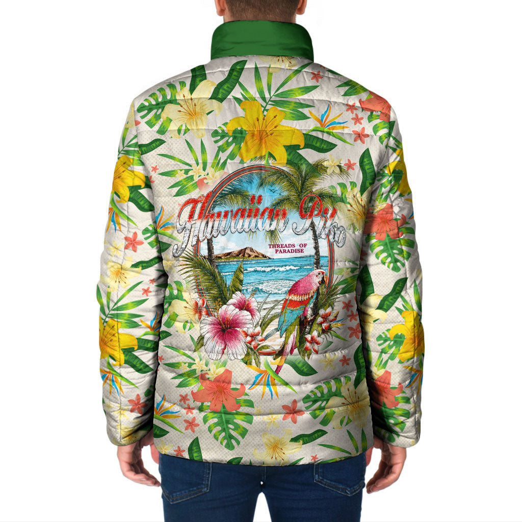 Hawaiian Piko Threads Of Paradise Aloha Padded Jacket Tropical Hibiscus Plumeria