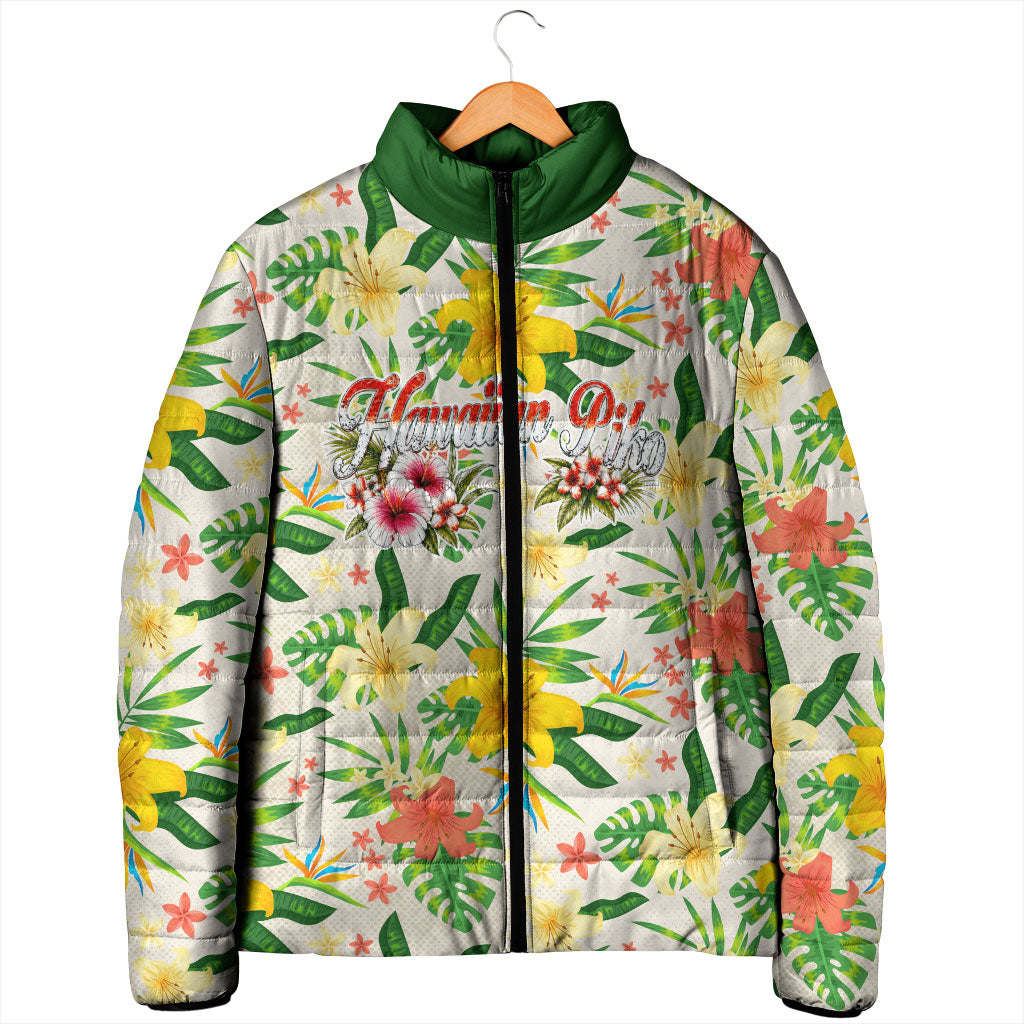 Hawaiian Piko Threads Of Paradise Aloha Padded Jacket Tropical Hibiscus Plumeria